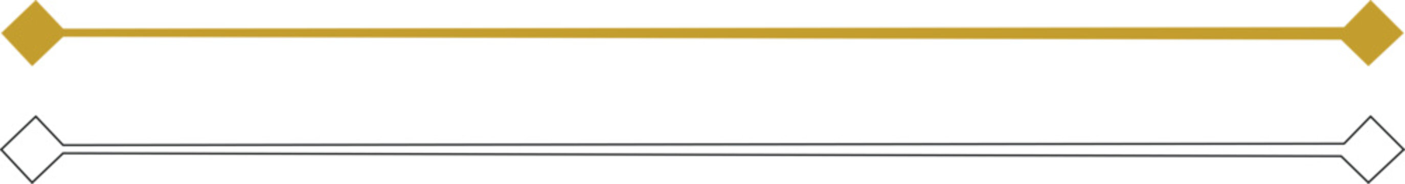 Two horizontal lines with arrowheads gold and grayscale design element isolated on transparent background