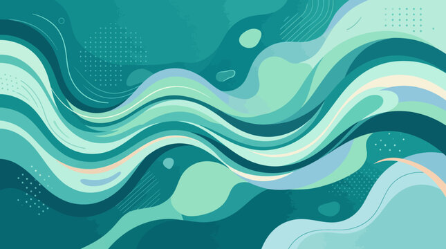 Abstract teal organic fluid wave background pattern