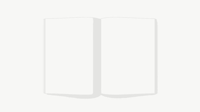 Blank white open book mockup on neutral background.