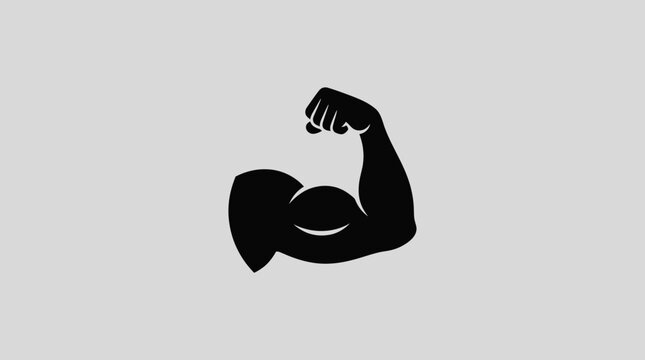 Black silhouette of flexed bicep muscle showing strength.