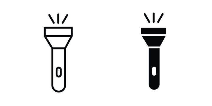 Flashlight icon logo illustration. Black and white pictogram