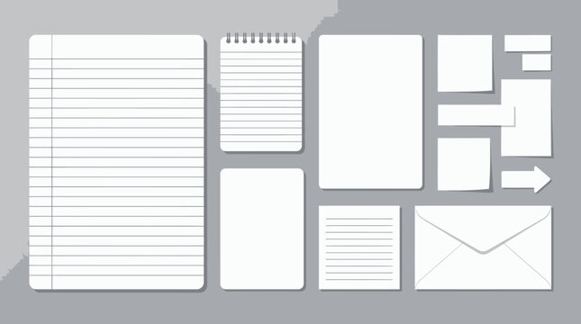 Collection of blank white stationery and office paper layouts.