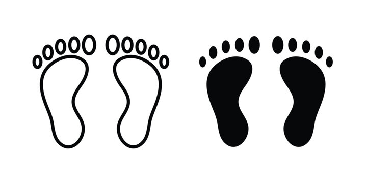 Foot icon logo illustration. Black and white pictogram