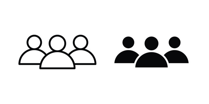 Group icon logo illustration. Black and white pictogram