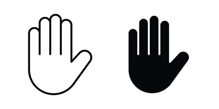 Hand icon logo illustration. Black and white pictogram