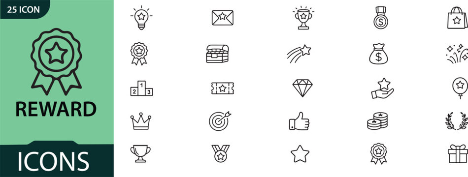Reward icons set for motivation and achievement
