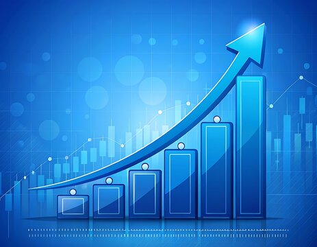 Growing success with upward trend graph.