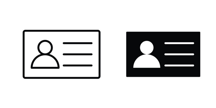 Identity card icon logo illustration. Black and white pictogram