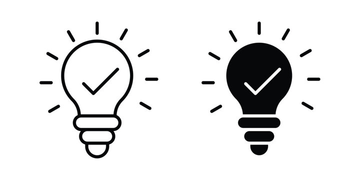Idea icon logo illustration. Black and white pictogram