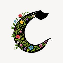 Obraz premium Floral decorative letter C