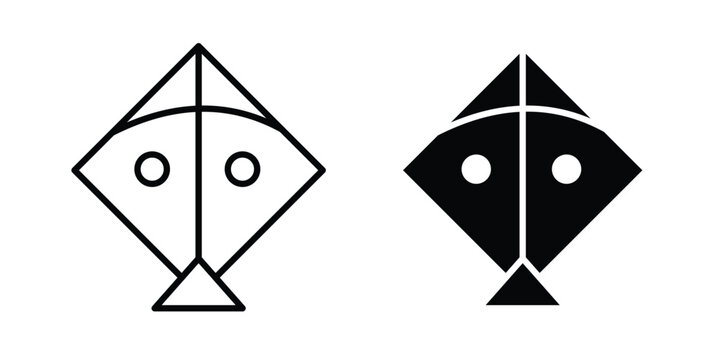 Kite icon logo illustration. Black and white pictogram