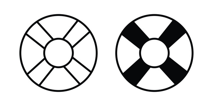 Life buoy icon logo illustration. Black and white pictogram