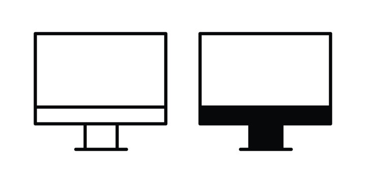 Monitor icon logo illustration. Black and white pictogram