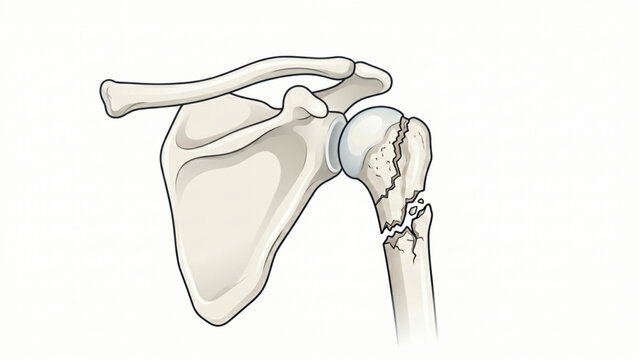 Human broken shoulder clavicle bone fracture illustration