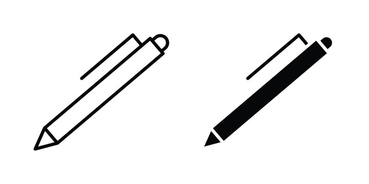 Pen icon logo illustration. Black and white pictogram