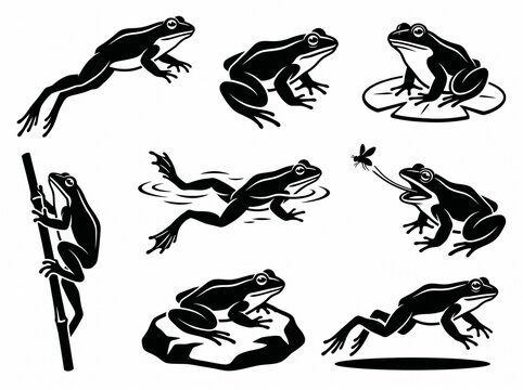 set of frogs movements vector