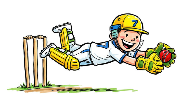 Cricket catch action transparent background young player outdoor field playful environment gigapixel high fidelity