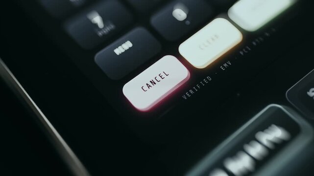User tapping CANCEL action button on POS terminal