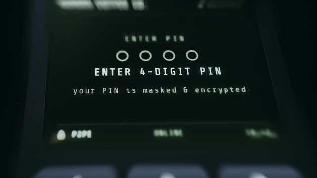 POST terminal screen prompts for a 4-digit PIN