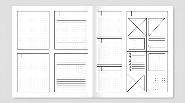 Blank planner page template with various sections for notes and tasks