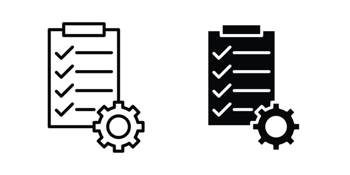 Project management icon logo illustration. Black and white pictogram
