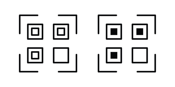 QR code icon logo illustration. Black and white pictogram