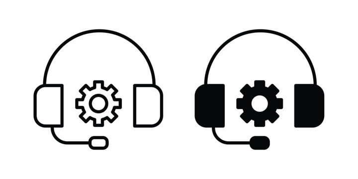 Technical support icon logo illustration. Black and white pictogram