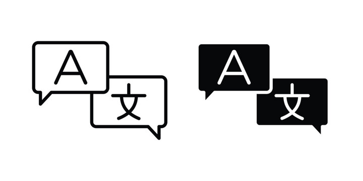 Translate icon logo illustration. Black and white pictogram