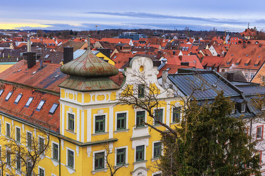 Cityscape - view from above of the town of Freising, Bavaria, Germany