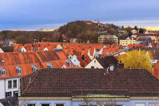 Cityscape - view from above of the town of Freising, Bavaria, Germany