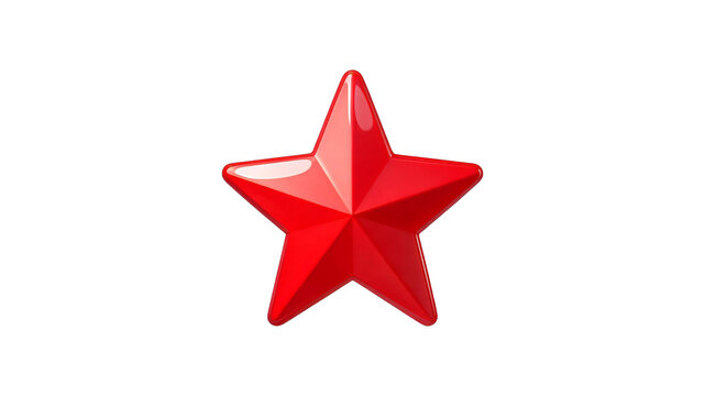 Red five-pointed star icon with achievement decoration celebration geometric reflection template creative favorite as clean cutout