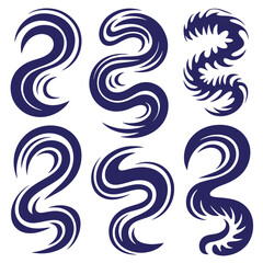 Fototapeta premium Set of abstract swirl shapes and curved line elements for graphic design with abstract decoration illustration ornament decorative artistic creative isolated