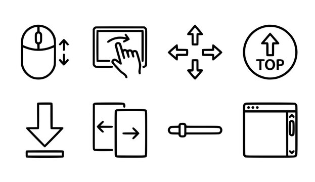 Computer navigation icons set line art style