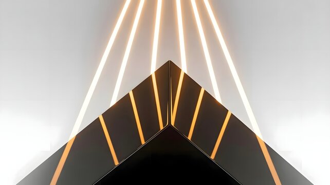 Black prism illuminated by golden light streams &ndash; Ideal for corporate value creation, premium brand identity, or abstract investment returns.