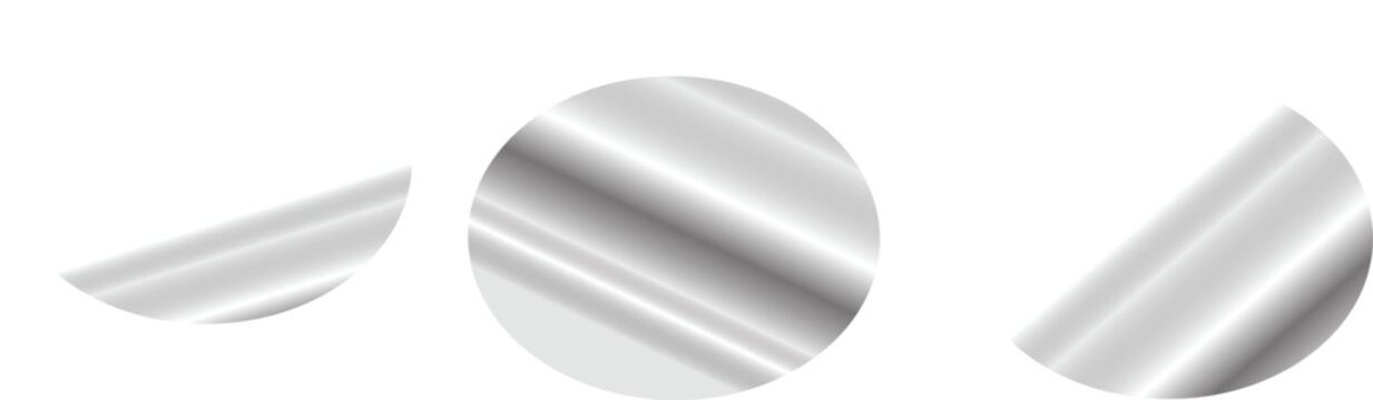 Chrome spheres arrangement metallic gradient circles on white background