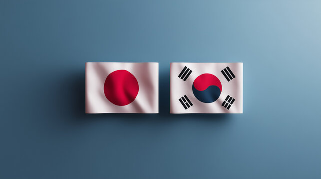 Cultural exchange event japan and south korea flags display graphic design modern environment aesthetic concept