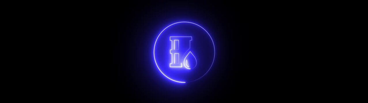 Glowing neon Bitcoin icon for cryptocurrency ,neon bitcoin icon blue color and black color background.