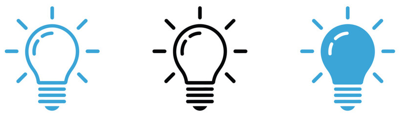 Light Bulb Icon Set Featuring Editable Stroke Outline and Solid Styles Idea Energy Innovation Minimal Symbol for Creativity Business Concept Illustration Vector Designs © MD REZAUL 1