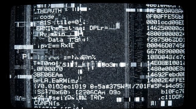 Abstract Glitch Code Background with Digital Data Corruption Effect