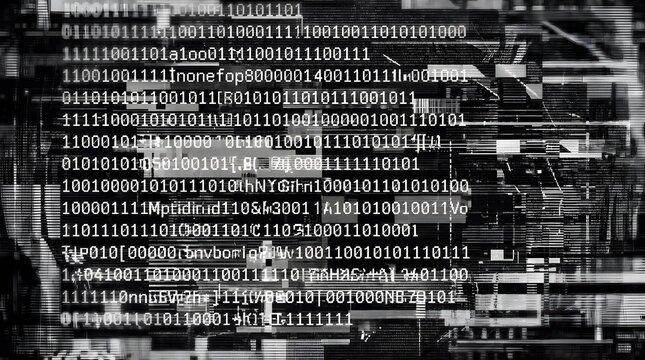 Abstract Glitch Code Background with Digital Data Corruption Effect