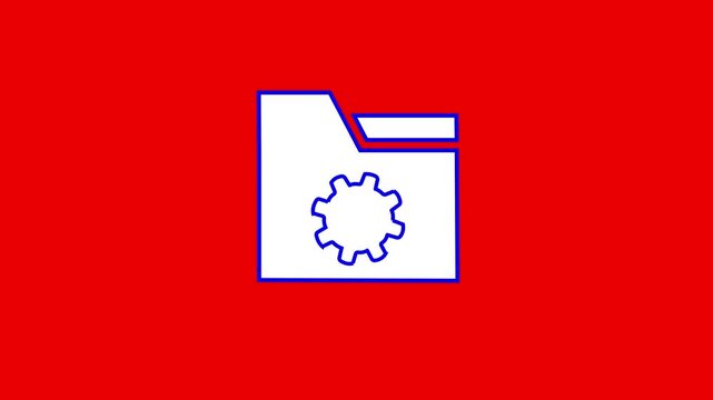 Animated neon style settings and documents icon, Software update, transfer protocol, teamwork tool management.gear icon animation on red background. 4k vedio .