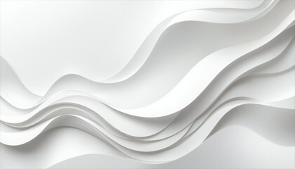 Obraz premium Elegant White Abstract Background with Smooth Flowing Wave Layers and Soft Shadows.