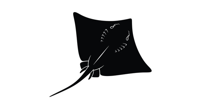 Black stingray silhouette with decorative elements isolated silhouette