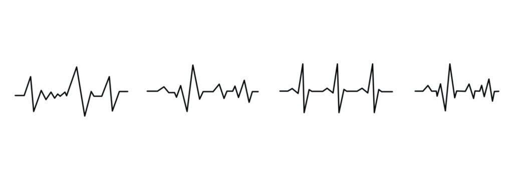 Medical heart beat line set. Heartbeat heart pulse line icons set, medical cardiogram love health linear vector. Heartbeat icon set. 