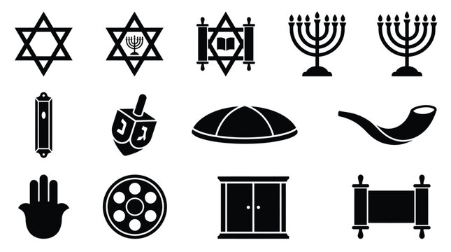 Star of David Jewish Symbol Silhouette Set &ndash; 12 Styles Black Vector Clipart Collection