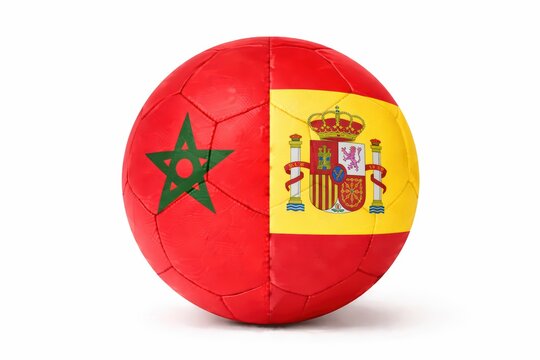 soccer ball with morocco and spain flags
