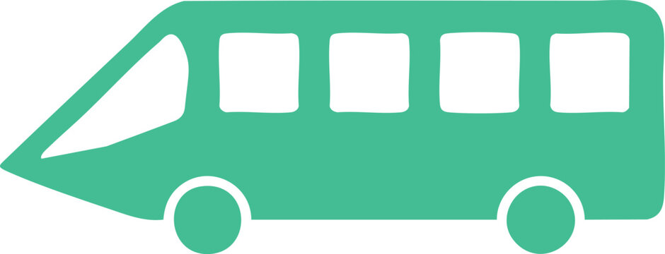 Flat green bus side view with windows transport vehicle