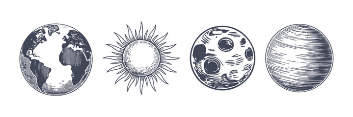 Celestial bodies illustration earth sun moon and jupiter © MOHAMMAD