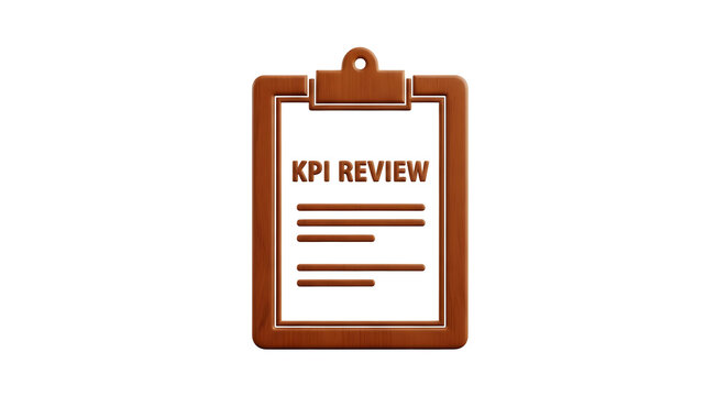 Wooden board icon for kpi review document with checklist lines in minimalist 3d isometric style