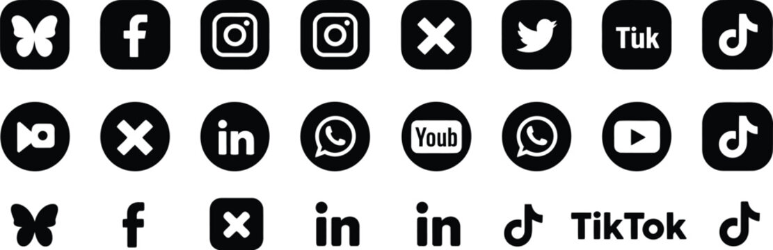 icons facebook instagram x tiktok linkedin whatsapp youtube rounded